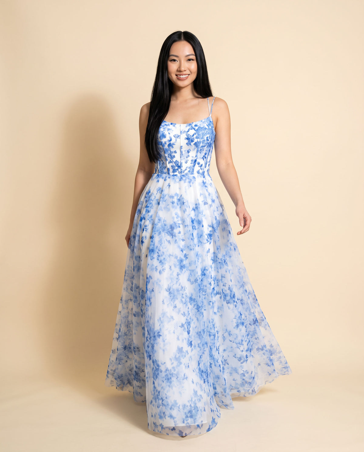 Robe fleurie col en V Bleu