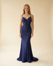 Robe Décolleté Brillante Prune
