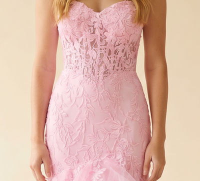Robe Sirène Bustier Rose Pâle