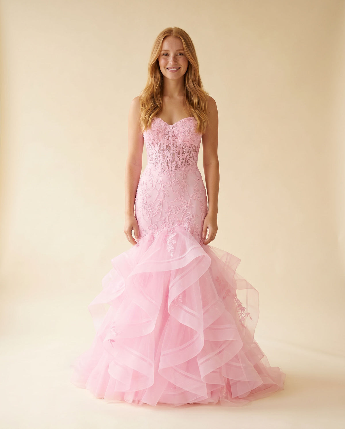 Robe Sirène Bustier Rose Pâle