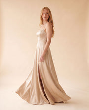 Robe fluide scintillante Champagne