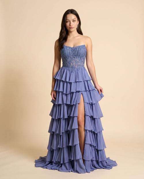 Jadore - Robe Fluide À Étages Marine - Bleu marine