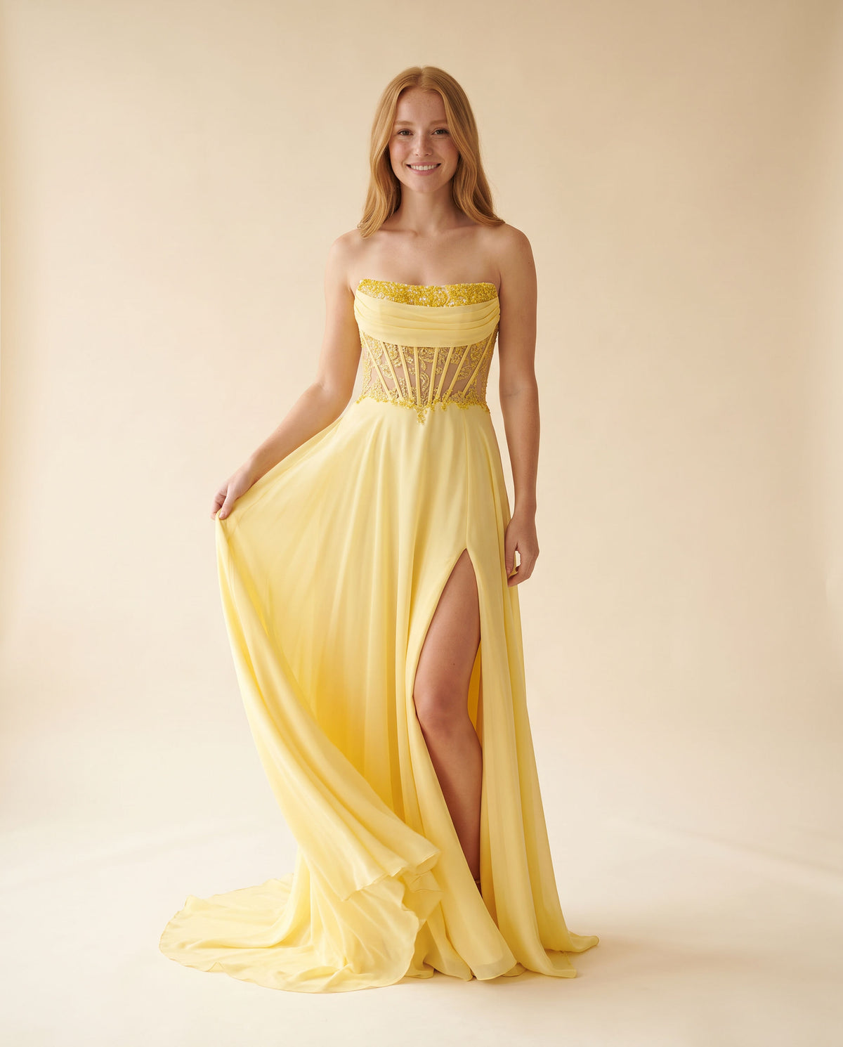Robe Corset Fluide Jaune