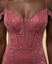 Robe Brillante Avec Fente Fushia