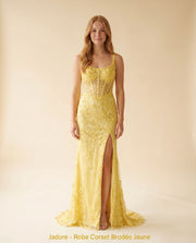 Robe Corset Brodée Jaune