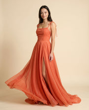 Robe Fluide Scintillante Orange