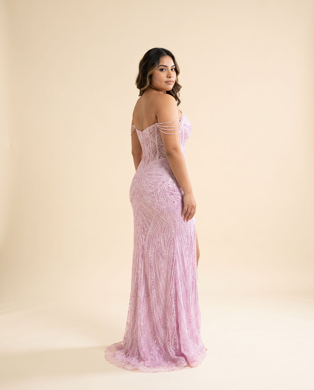 Robe Corset Avec Perle Rose Pâle