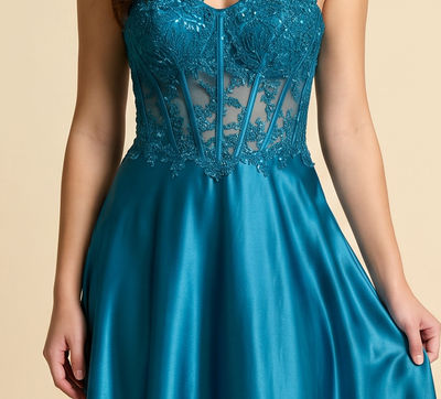 Robe Corset Avec Fente Teal