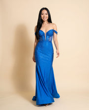 Robe Ajustée Corset Brillante Royal