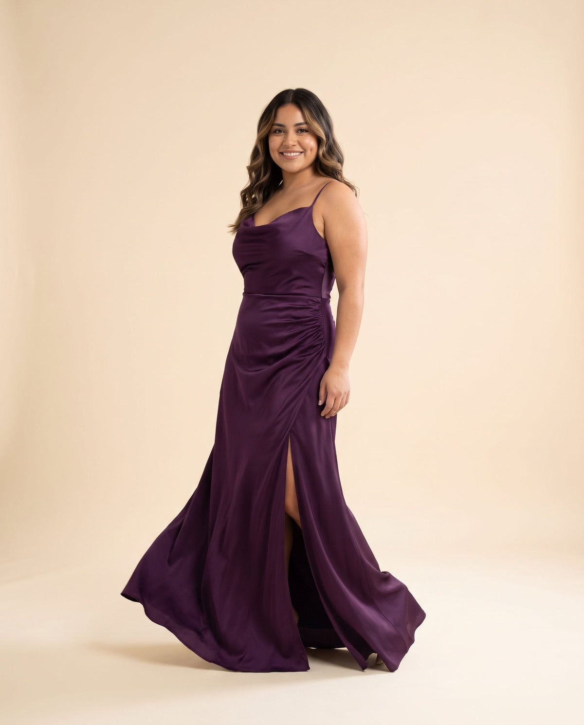 Robe Satinée Aubergine