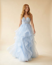 Robe À Étages Bleu Pâle