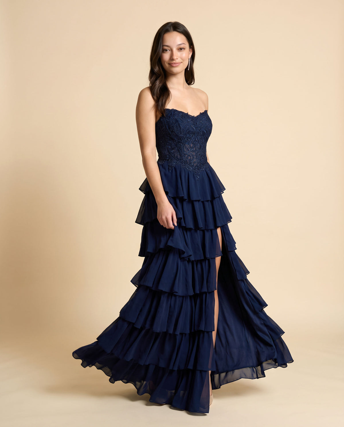 Robe Fluide À Étages Marine