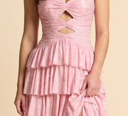 Robe Scintillante À Étages Rose Pâle
