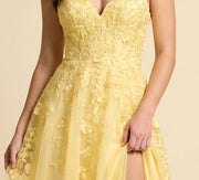 Robe Avec Fente Jaune