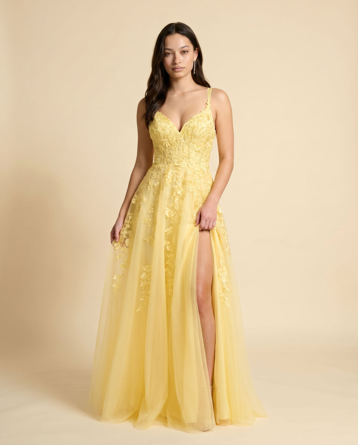 Robe Avec Fente Jaune