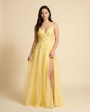 Robe Avec Fente Jaune