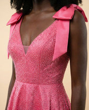 Robe A Boucles Scintillante Rose Flamboyant
