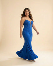 Robe Bleu Poudre À Corset Scintillante