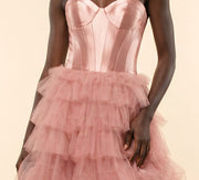 Robe Bustier à étages Blush