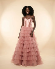 Robe Bustier à étages Blush