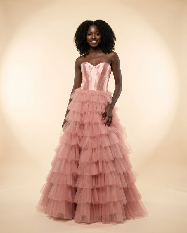 Robe Bustier à étages Blush