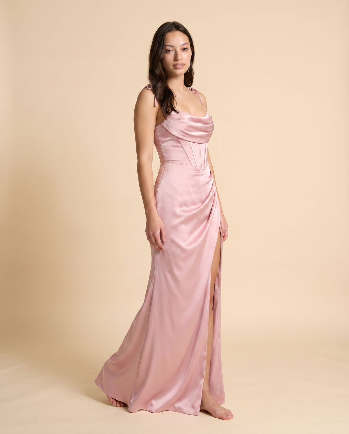 Robe Satinée Rose Poudré