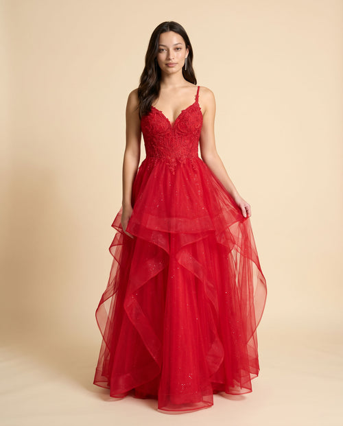 Amarra - Robe Corset À Volant Rouge - Rouge