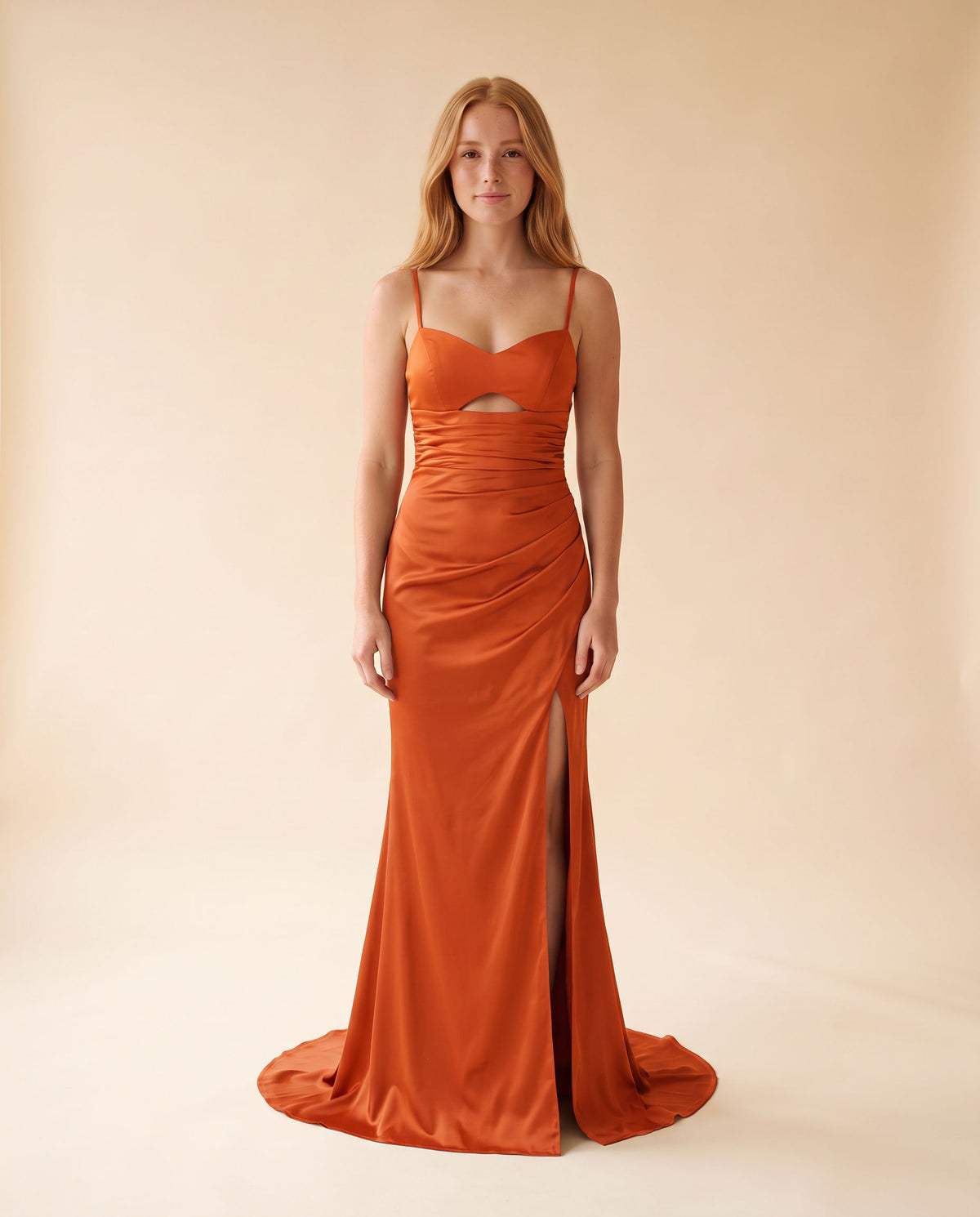 Robe Décolleté Bretelle Spaghetti Orange