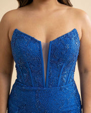 Robe Bleu Poudre À Corset Scintillante