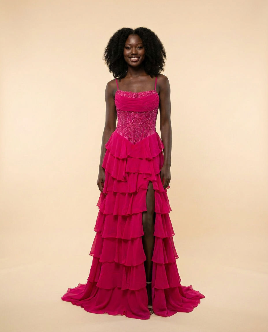 Robe à Volants Magenta