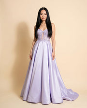 Robe Corset En Mikado Marine