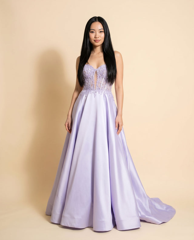 Robe Corset En Mikado Marine