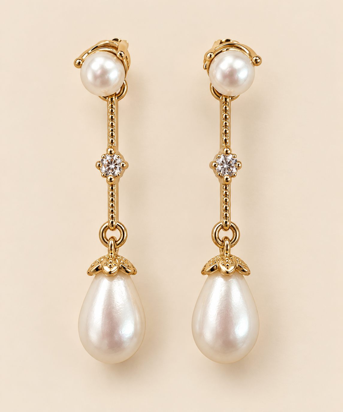 Crystal Drop Earrings Gold