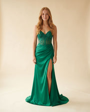 Robe Corset Avec Fente Emeraude