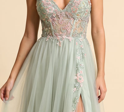 Robe Décolleté Avec Fente Sauge