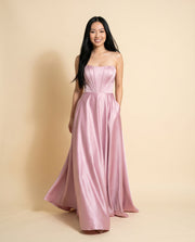 Robe Corset En Satin Rose