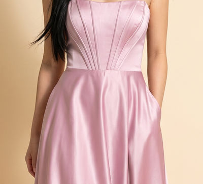 Robe Corset En Satin Rose