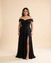 Robe Corset Et Fente Noir