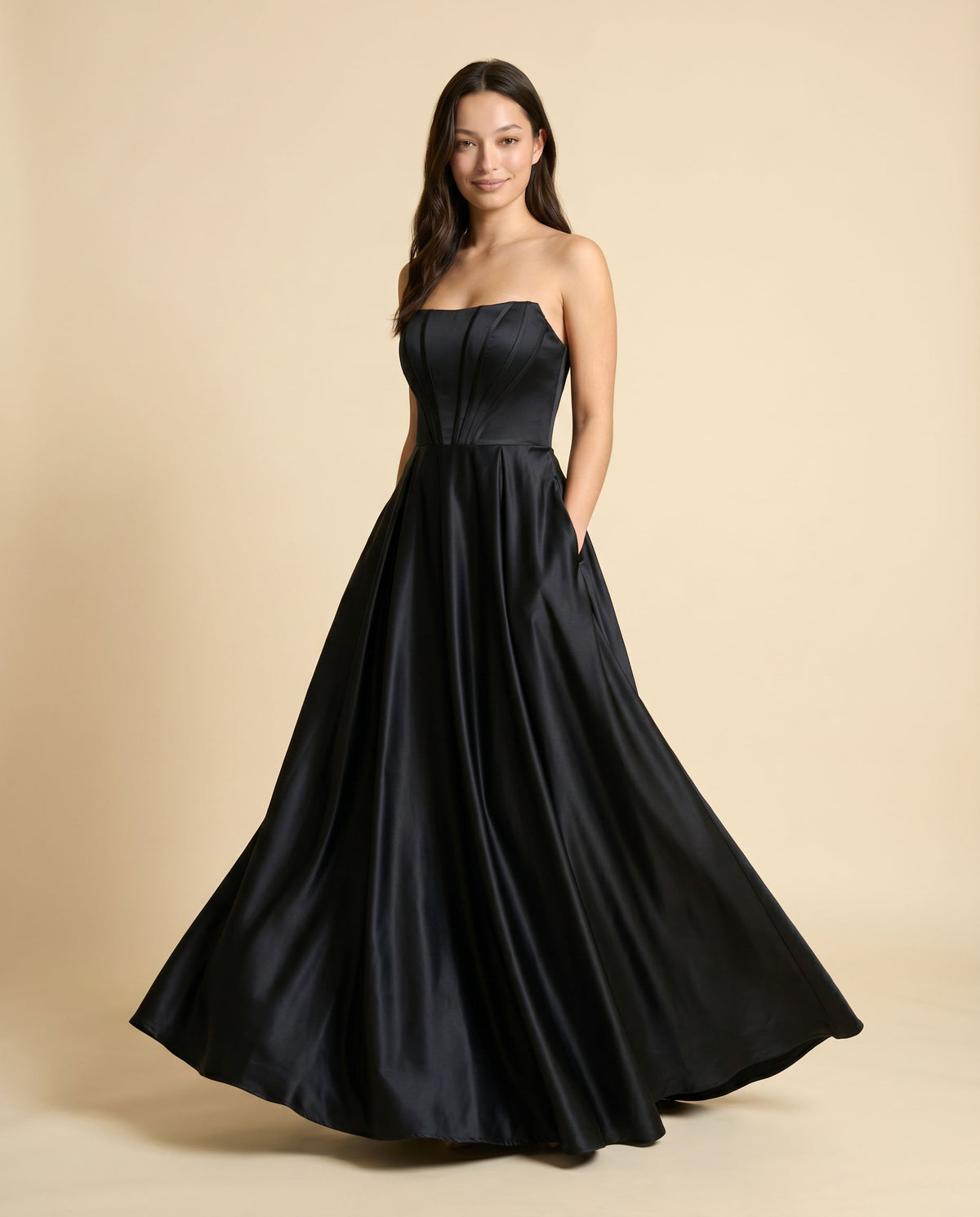 Robe Corset En Satin Noire