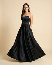 Robe Corset En Satin Noire