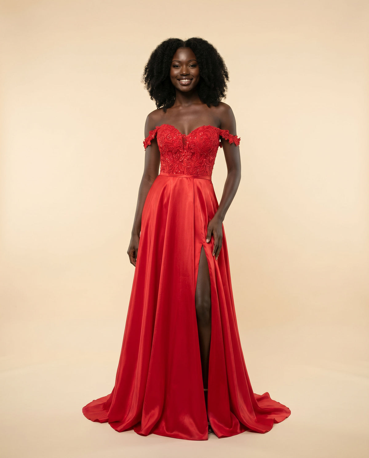 Robe Fluide En Satin Rouge