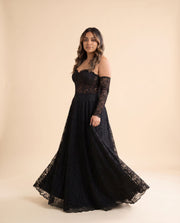Robe Corset en Dentelle Noire
