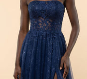 Robe Brillante En Tulle Marine