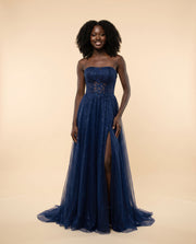 Robe Brillante En Tulle Marine