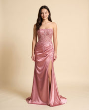 Robe Col Droit Ajusté Rose Dusty