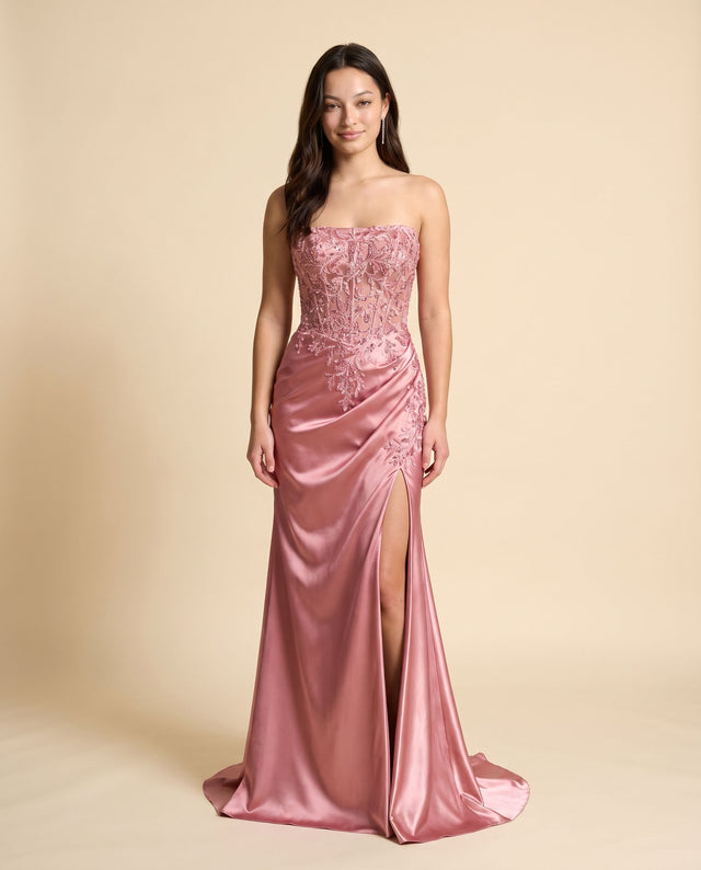 Robe Col Droit Ajusté Rose Dusty
