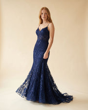 Robe Sirène À Corset Navy