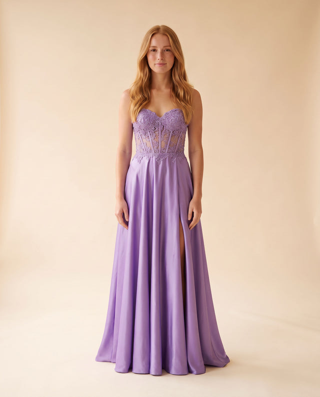 Robe À Corset En Satin Lilas