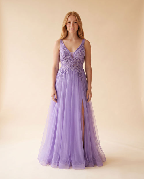 Jovani - Robe Avec Broderie Lavande