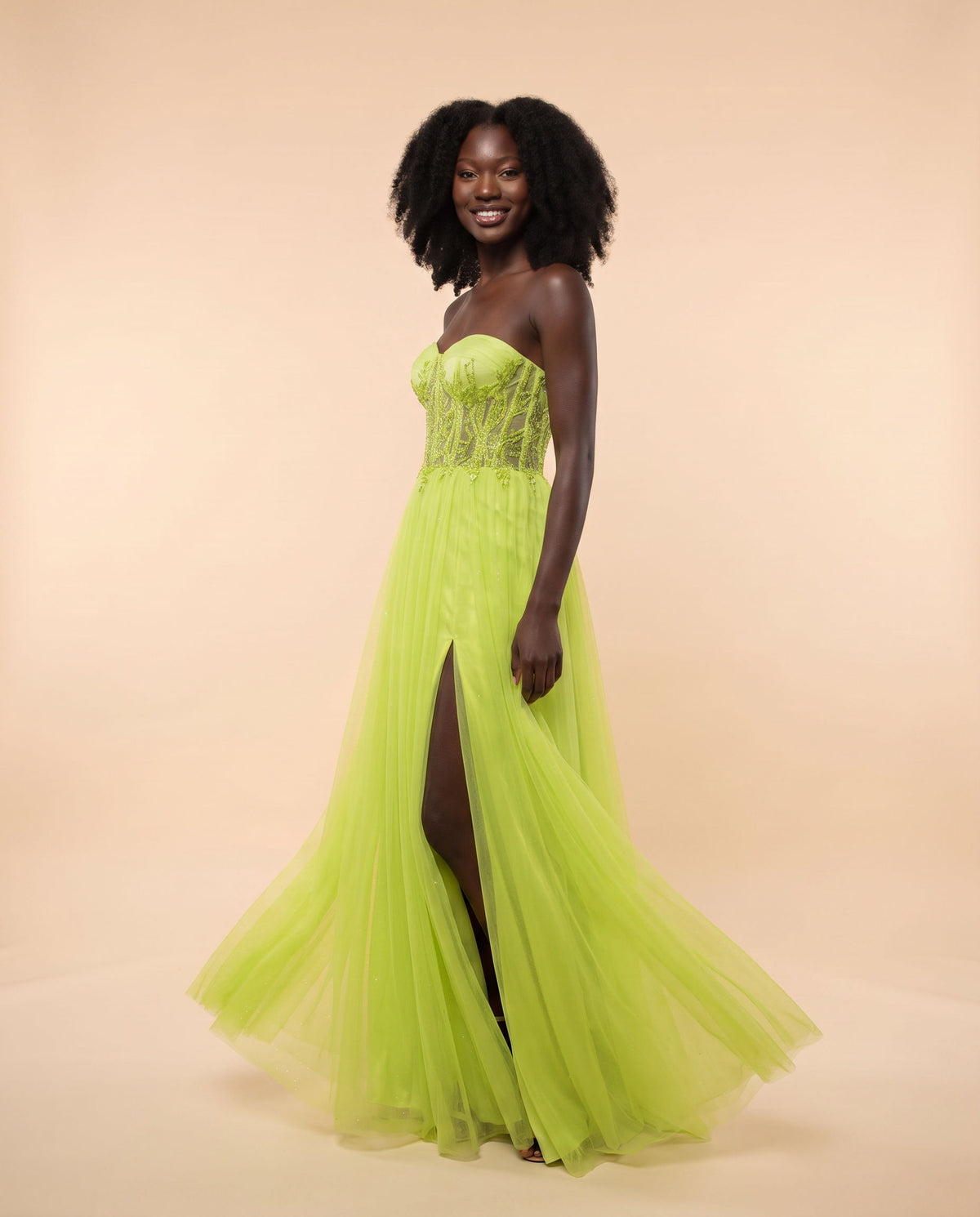 Robe En Chiffon Verte Lime
